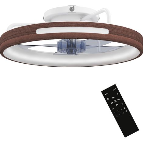 HOMCOM ventilador de techo con luz LED 40 W, motor DC reversible, mando a distancia, 6 velocidades, 3 colores, temporizador, Ø49 cm, teca