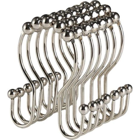 Crochets doubles pour rideau de bain, anneaux à cinq billes, crochets métalliques pour rideaux, anneaux pour rideau de bain deng ALOVEZ (1/2)