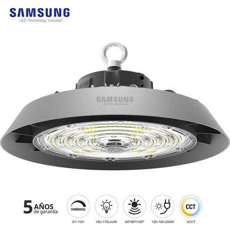 Campana Industrial UFO Slim 200W-160W-120W, Chipled SAMSUNG, 3CCT, 60º/90º/º120º ajustable, 1-10V, 3000-4000-6000K (1/5)