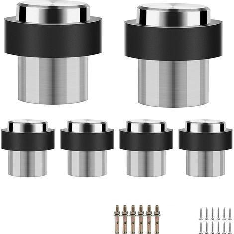 6-teiliges Türstopper-Set, 32 mm Durchmesser x 46 mm Höhe, Bodentürstopper, mit Schrauben und Kleber, 3 Montagemöglichkeiten (1/4)