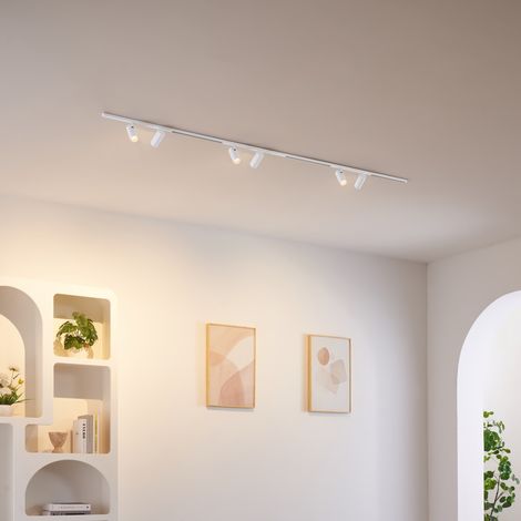 Système sur rail magnétique 2 m blanc 6 spots orientables 42W LED - Transformateur externe - Lyne