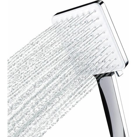 Pommeau de douche à main haute pression 6 réglages salle de bain pommeau de douche à effet pluie réglable Chrome poli Ultra-mince (1/5)