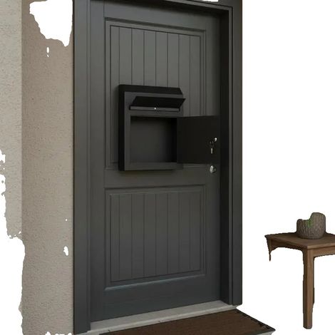 Cassetta postale in robusto acciaio con serratura a chiave, colore verde militare. (1/2)