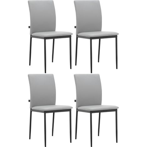 Pavia-Chaise de salle à manger 4 Pack en PU Gris clair (1/5)