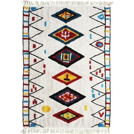 Waschbarer, flauschiger Berberteppich für das Wohnzimmer aus weißer Baumwolle, 160 x 230 cm (1/5)