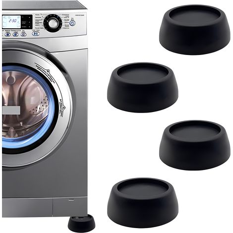 Patins antidérapants pour lave-linge et sèche-linge, anti-vibrations et anti-déplacement Technologie caoutchouc Idéal pour réduire les vibrations et absorber les chocs Lot de 4 pieds isolants en ca