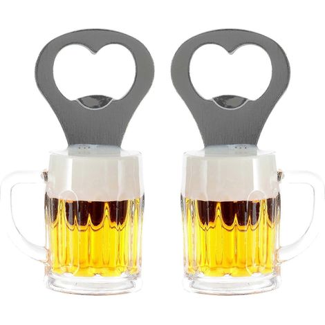 Ouvre-bouteille magnétique humoristique en forme de verre à bière avec aimant pour réfrigérateur (lot de 2). (1/5)