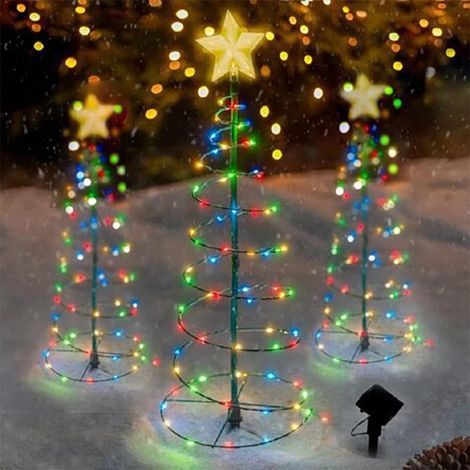 Aiperq – Sapin de Noël lumineux solaire 50-60 cm – Éclairage LED blanc chaud – Décoration extérieure pour jardin – Matériau fer et plastique (1/4)