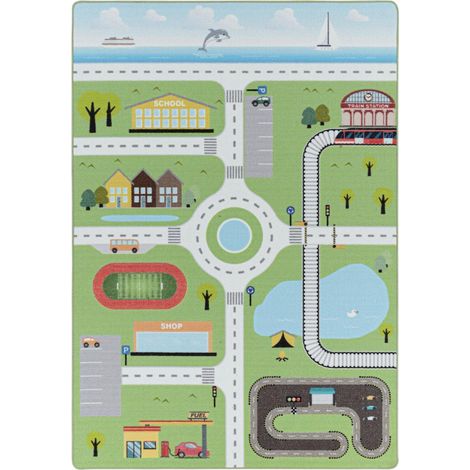 Tapis enfant Lavable 30° 140x200 vert et bleu CIRPLAY (1/5)