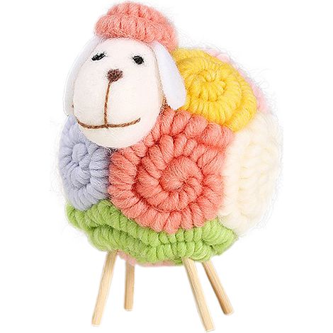 Figurine de mouton Blonde Sheep - modèle grande 11x11x16cm - figurine décorative chic pour chambre d'enfant ou cabinet TV (1/2)