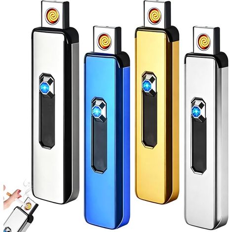 4pcs USB Rechargeable Electronic Lighter, Double Sided Windproof Flameless Candle Lighter (1/5)