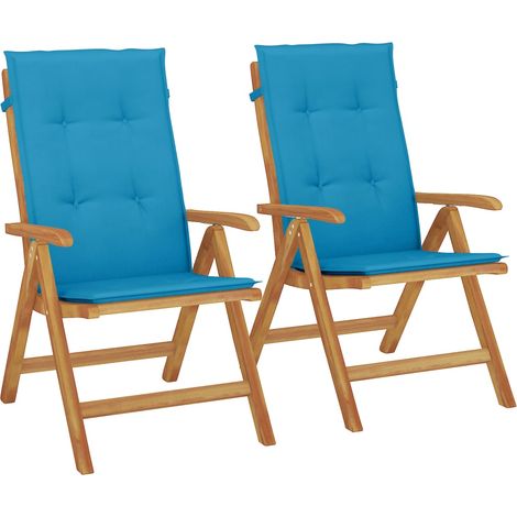 Maison Exclusive - Sillas de jardín reclinables y cojines 2 uds madera maciza teca (1/5)