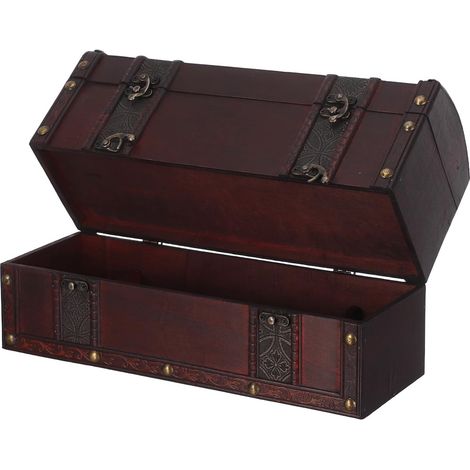 Wooden Box Red Wine Storage Case with Lid Double Layer