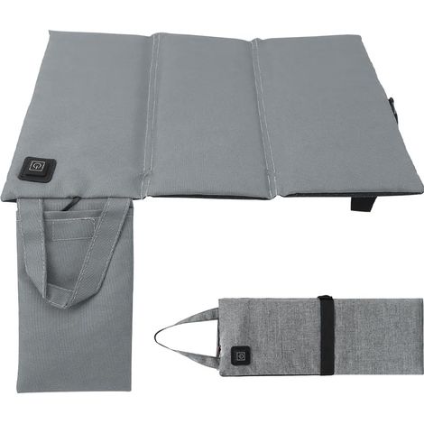 Heizkissen, tragbare USB-Heizmatte, elektrisches Heizkissen mit einstellbarer Temperatur, faltbares Heizkissen, beheizter Sitz für Outdoor-Sport, Strand, Picknick, Dunkelgrau