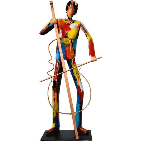 Sculpture moderne en métal peint contrebasse