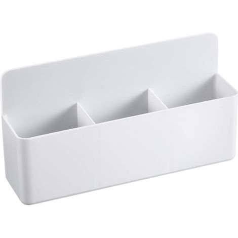 Caja de almacenamiento magnética con 3 ranuras para borrador de refrigerador, marcador, portalápices para pizarra blanca, soporte magnético para borrador de pizarra y llaves - Blanco