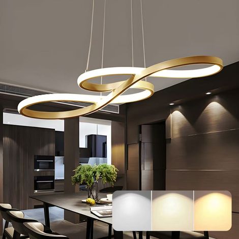 Suspension LED moderne,lampe de table pour îlot de cuisine,luminaire décoratif, à intensité variable,convient au salon et à la salle à manger, 75 cm. (1/5)