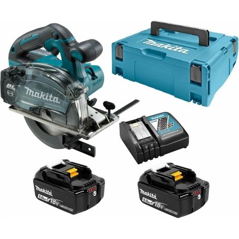 Sierra circular de metal 18 V Li-Ion 5 Ah Ø 150 mm MAKITA - 2 baterías, cargador, maletín - DCS553RTJ