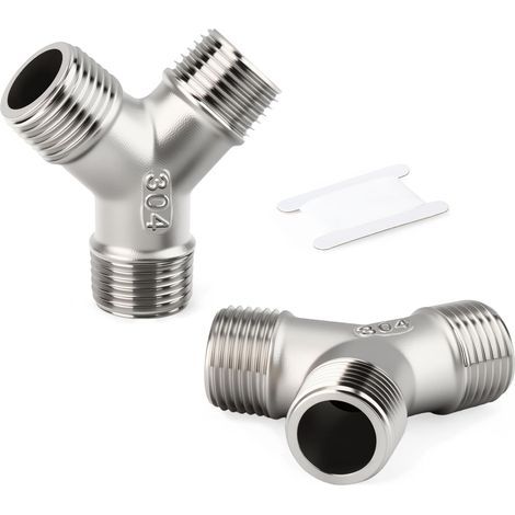 Zweiteilige Y-förmige Rohrverschraubungen mit Außengewinde aus Edelstahl 304, 1/4"-BSP-Außengewinde, für Wasser, Öl, Luft und Gas (1/5)