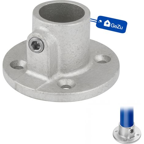 Bride de base Ø27 mm galvanisé revêtement poudre noire – fixation garde‑corps raccord de rampe – Raccord ubulaire croix, kee klamp, connecteur voies – GeZu Impex