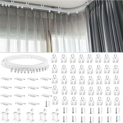 Tringle à rideau flexible pour baie vitrée 3.5m – Acier plastique durable – Installation murale ou plafond – Support pour rideaux légers et lourds (1/5)