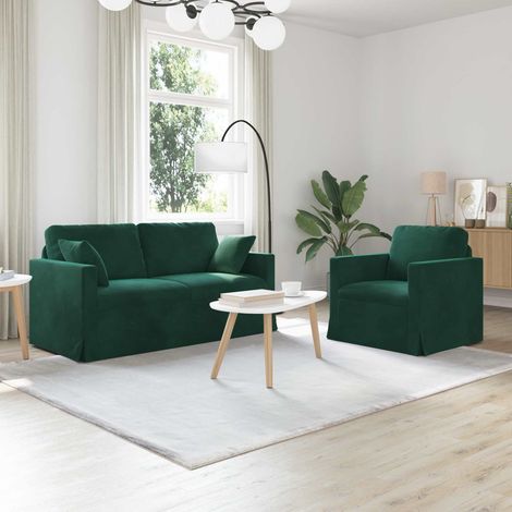 Sofa Set 2 pcs Dunkelgrün 158 x 78 x 80 cm Samt