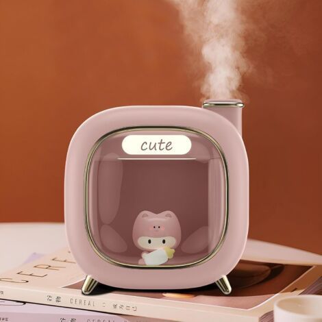 Cute Animal Humidifier, Creative Humidifier, Rechargeable (Pink) (1/5)