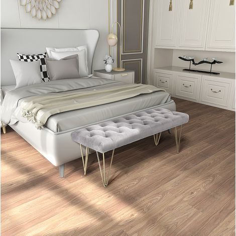 REDOM banco zapatero 116x44.5x49 cm, asiento acolchado, estructura de hierro, espuma, gris (1/5)