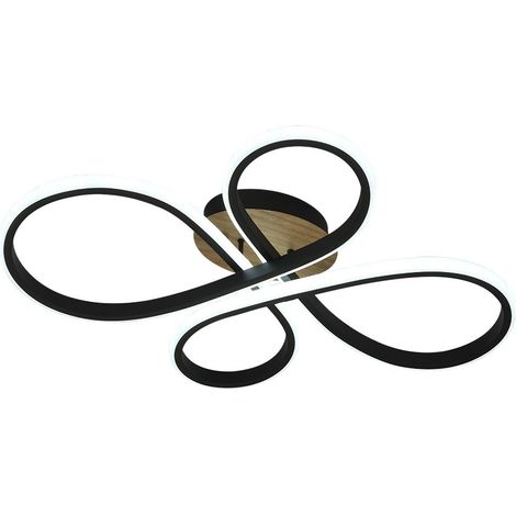 Plafón LED 88W 9680lm 3000-6500K 60cm Negro/Madera regulable Serie Bandeira