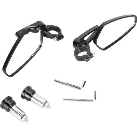 2 pièces Rétroviseur Moto HD Vue Claire, Alliage d'Aluminium Rétroviseurs Latéraux Guidon pour Motocyclette Noir (1/5)