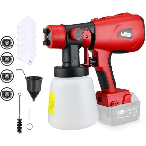 Pistolet à peinture sans fil compatible Milwaukee M18 18V – 4 buses en cuivre – Débit 650 ml/min – Pour pulvérisation précise (1/5)