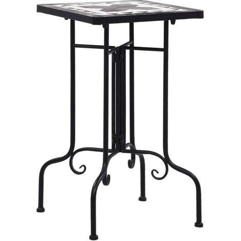 petite table de salle à manger en mosaïque noire et blanche, céramique (1/5)