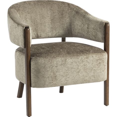 HOMCOM Accent Chair, Upholstered Armchair with Solid Wood Legs, Light Brown (1/5)