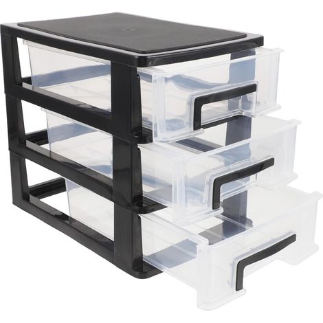 Rangement à 3 tiroirs, cadre noir, tiroirs transparents, étagère de rangement multifonction pour meubles (1/5)