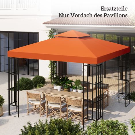 Ersatzdach für Pavillon 3x3m wasserabweisend Pavillondach für Metallpavillon Pavillon Ersatzdach Gartenpavillon Partyzelt Gartenzelt Polyester Rostrot (1/5)