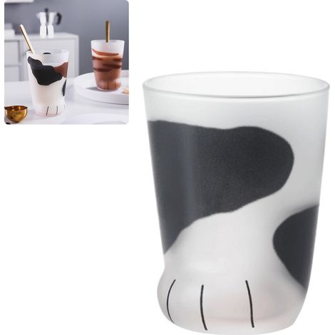 1 Verre Mignon Pattes de Chat Tigre en Verre, Tasse à Café de Bureau, Gobelet à Lait pour Petit Déjeuner, Cadeau
