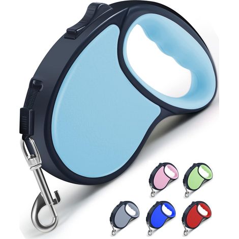 Laisse rétractable anti-nœuds à 360° pour chien (bleue) (1/5)