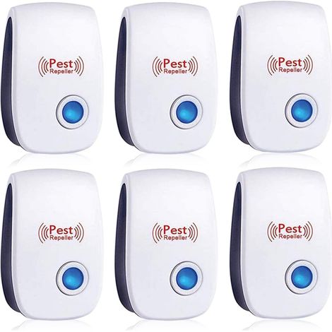 Lot de 6 répulsifs à ultrasons pour insectes, anti-cafards, fourmis, souris, punaises, rats, rongeurs, moustiques, araignées, pour la maison, le bureau, l'entrepôt et l'hôtel