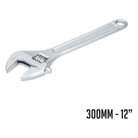 Ferrestock FSKLLA012 llave inglesa de 12", fabricada en acero al carbono con acabado satinado, mordaza milimetrada, 300mm (1/5)