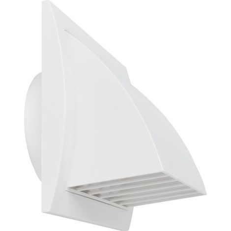 Grille d'aération de 10 cm avec pare-pluie et déflecteur, blanche, pour conduits d'air intérieurs et extérieurs, adaptée aux systèmes CVC (taille 100) (1/4)