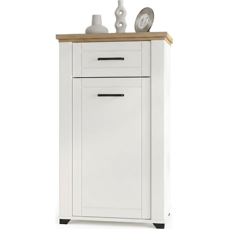 Mobile da Ingresso Rogeno, un Cassetto, 2 Ripiani, Un'anta, 60.5x41x105h cm Bianco Opaco