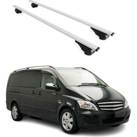 OMAC Barres de toit pour Mercedes Vito W639 2003-2014 – TÜV / DIN 75302:2019 – Antivol inclus – Charge max 75 kg – 2 barres Argent (1/4)
