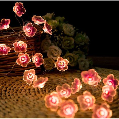 20 LED Pink Cherry Blossom Fairy Lights, USB and Battery Operated, for Christmas, Girls Room, Bedroom, Indoor, Outdoor, Wedding, Valentine's Day (1/5)