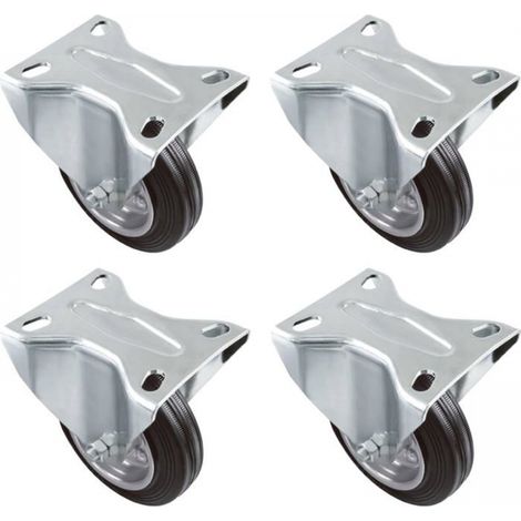 4 roulettes fixes pour meubles, Ø 100 mm, capacité de charge 100 kg, pour meubles et appareils électroménagers, roulettes de rechange (1/3)