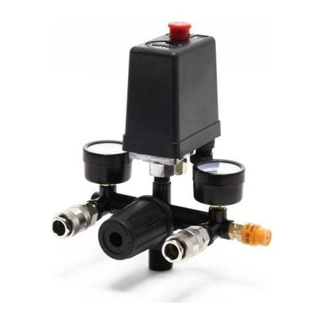 Régulateur de pression avec pressostat ¼ et manomètres - Affichage 0 à 12 bar - Tension 240V - Pression max 8 bar (1/5)