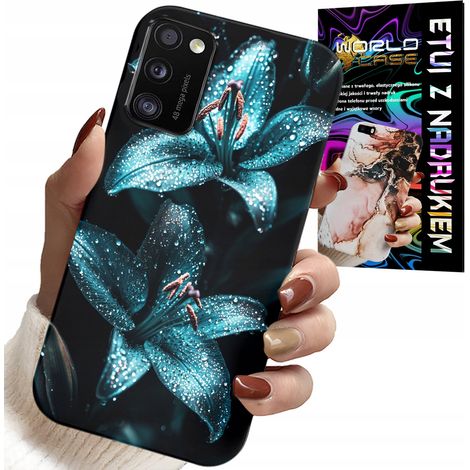 Custodia per Samsung Galaxy A41 - motivo gigli turchesi + vetro (1/5)