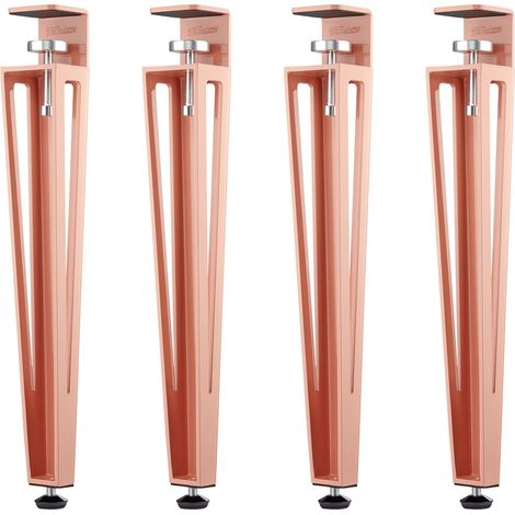 SOTECH Tischbein ColorLine in F-Form konisch zulaufend von 70 auf 40 mm mit Klemmschraube (ohne Bohren) für Beistelltisch, Couchtisch, Bank - rosa - Höhe 464 mm - 4 Stück