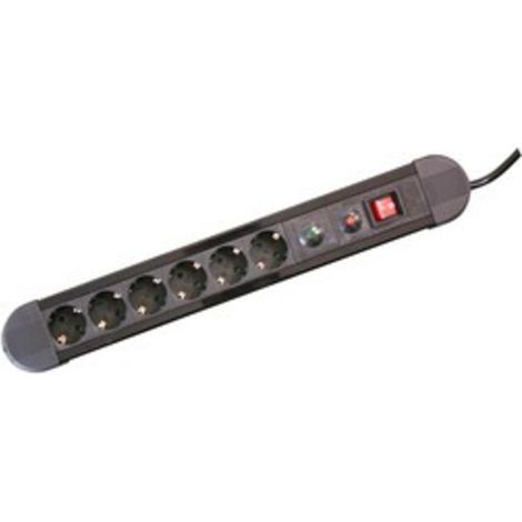 Base multipla 6 prese Schuko con interruttore e cavo 1,5m Nero 36.256
