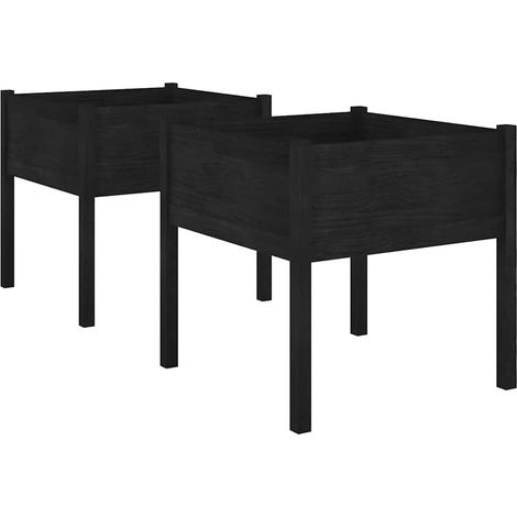 Maison Exclusive - Jardinières 2 pcs Noir 70x70x70 cm Bois de pin massif (1/5)