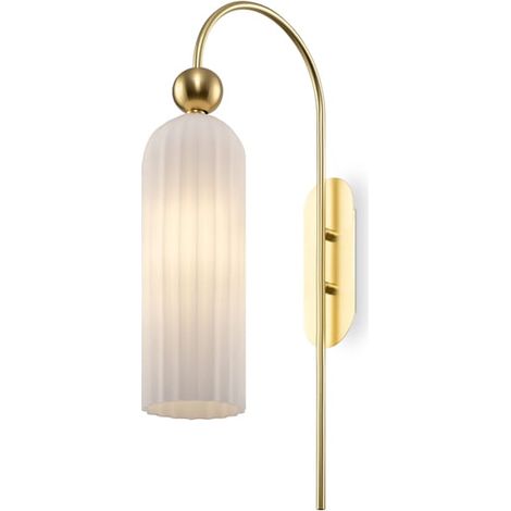 Campana - Lampada da parete cilindrica da 53 cm, vetro scanalato, elegante finitura oro (1/3)